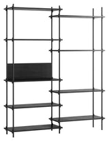 Shelving System, 2 fag, 9 hylder, H:200, Sort/sort - Unoliving.com