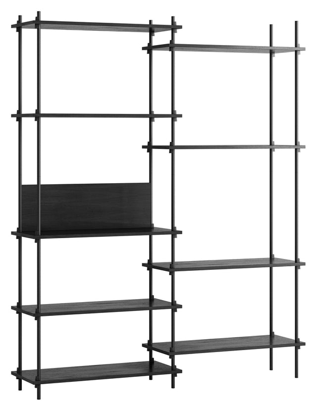 Shelving System, 2 fag, 9 hylder, H:200, Sort/sort - Unoliving.com