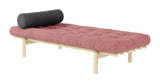 Next Daybed, Lakeret fyrretræ, Sorbet Pink fløjl