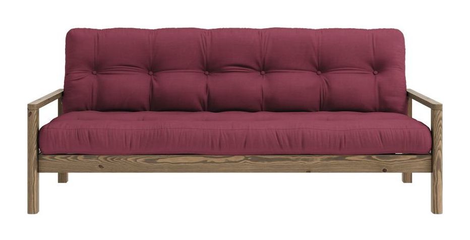 Knob Sovesofa, Brun lakeret fyrretræ, Bordeaux - Unoliving.com