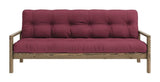 Knob Sovesofa, Brun lakeret fyrretræ, Bordeaux - Unoliving.com