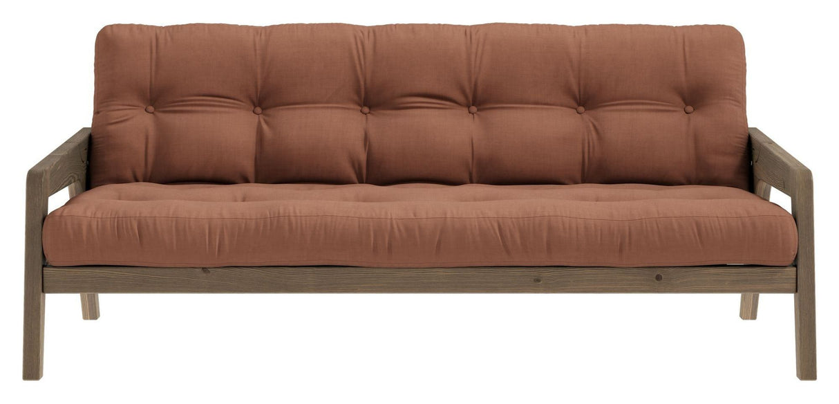 Grab Sovesofa, Brun lakeret fyrretræ, Clay Brown - Unoliving.com