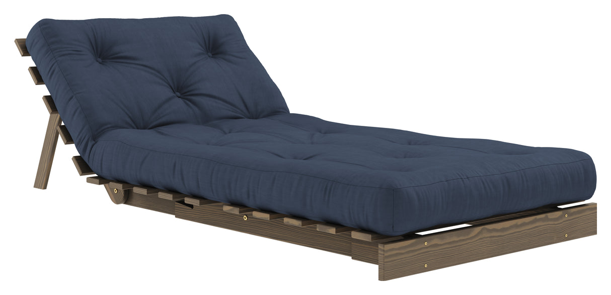 Roots 90 Sovesofa, Brun lakeret fyrretræ, Navy - Unoliving.com