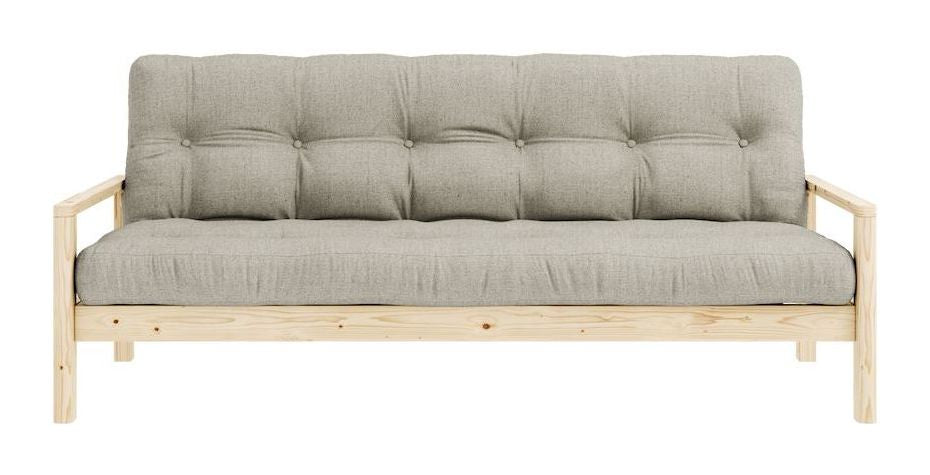 Knob Sovesofa, Lakeret fyrretræ, Linen - Unoliving.com