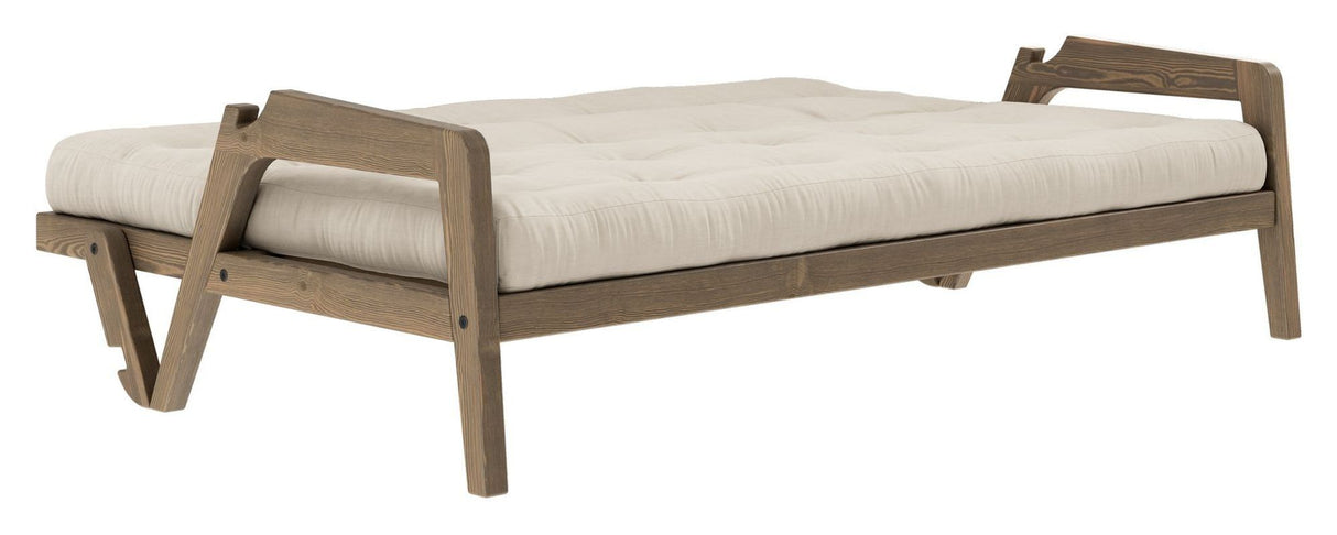 Grab Sovesofa, Brun lakeret fyrretræ, Beige - Unoliving.com