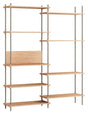 Shelving System, 2 fag, 9 hylder, H:200, Eg/Grå - Unoliving.com