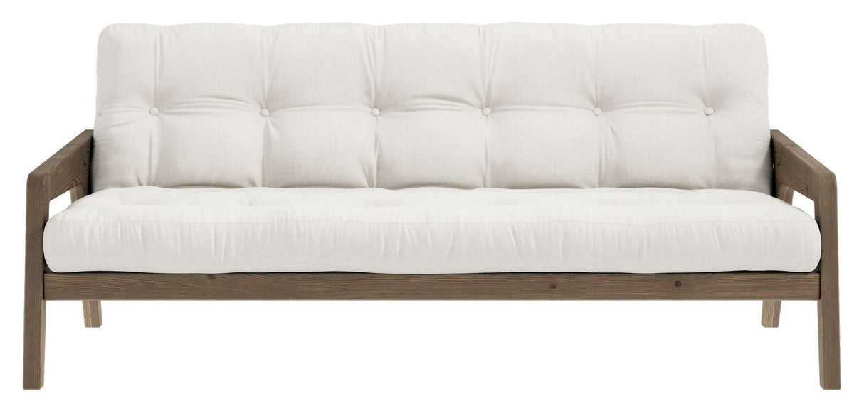 Grab Sovesofa, Brun lakeret fyrretræ, Offwhite - Unoliving.com