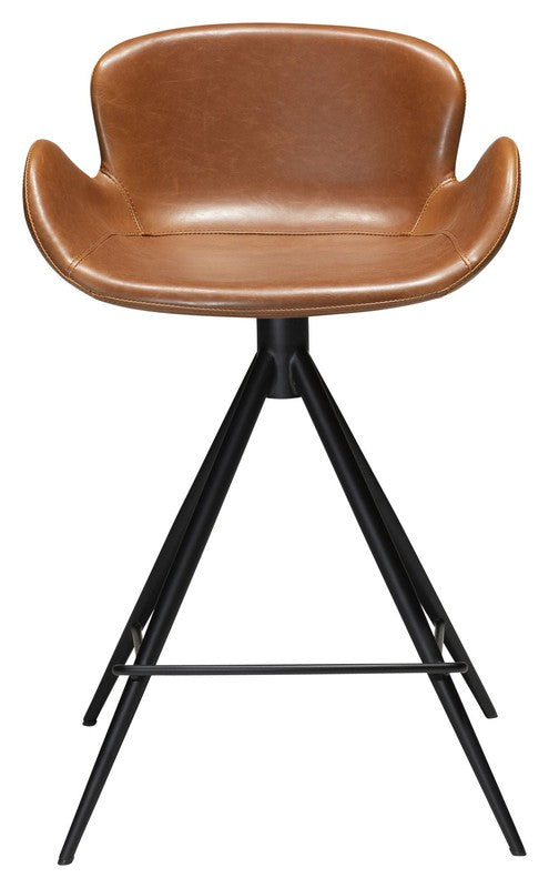 Gaia counter stool SH: 65cm, vintage lysebrun kunstlæder m. sort ben - Unoliving.com