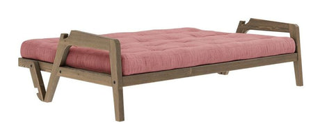 Grab Sovesofa, Brun lakeret fyrretræ, Sorbet Pink fløjl - Unoliving.com