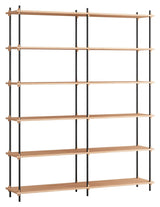 Shelving System, 2 fag, 12 hylder, H:200, Eg/Sort - Unoliving.com