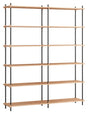 Shelving System, 2 fag, 12 hylder, H:200, Eg/Sort - Unoliving.com