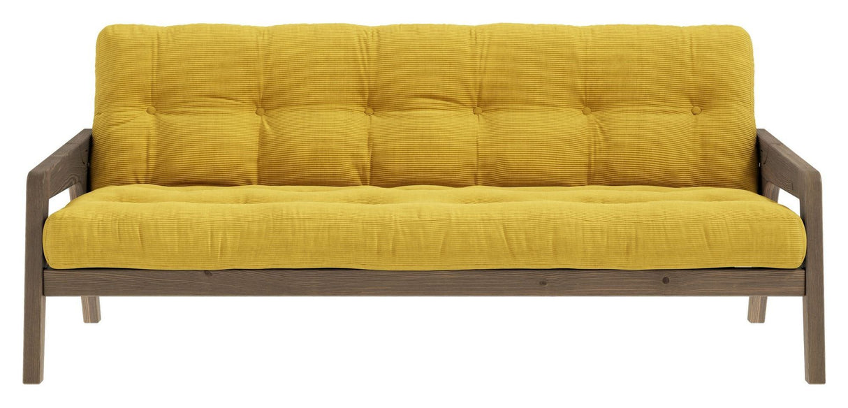 Grab Sovesofa, Brun lakeret fyrretræ, Honey fløjl - Unoliving.com