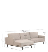 Galene 3-pers. Sofa m. venstrevendt chaiselong, B254, Beige chenille - Unoliving.com