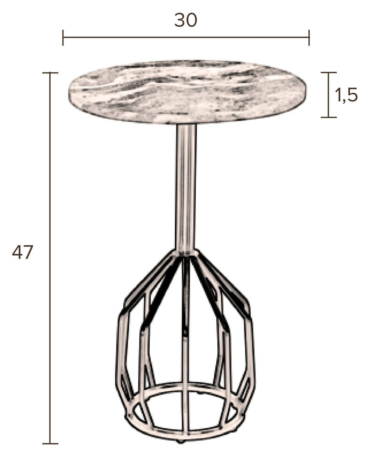 Dutchbone Salerno Sidebord, Ø30, Hvid marmor - Unoliving.com