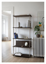 Shelving System, 1 fag, 5 hylder, H:200, Røget Eg/Grå - Unoliving.com