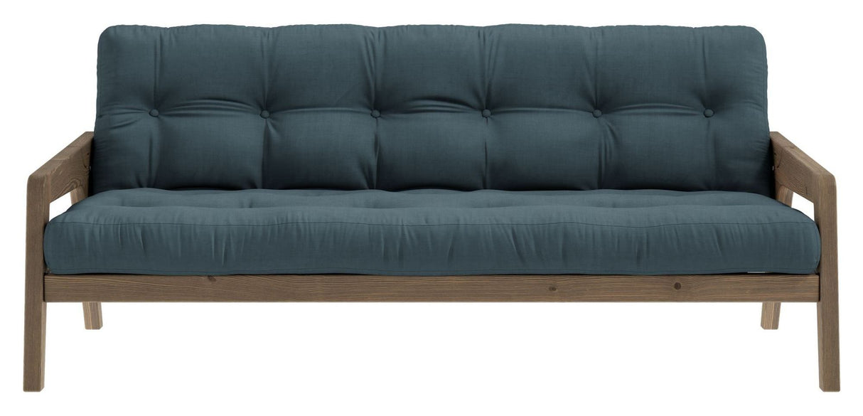 Grab Sovesofa, Brun lakeret fyrretræ, Petrol Blue - Unoliving.com