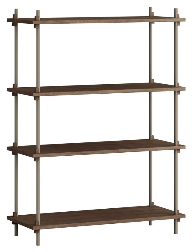 Shelving System, 1 fag, 4 hylder, H:115, Røget Eg/Grå - Unoliving.com