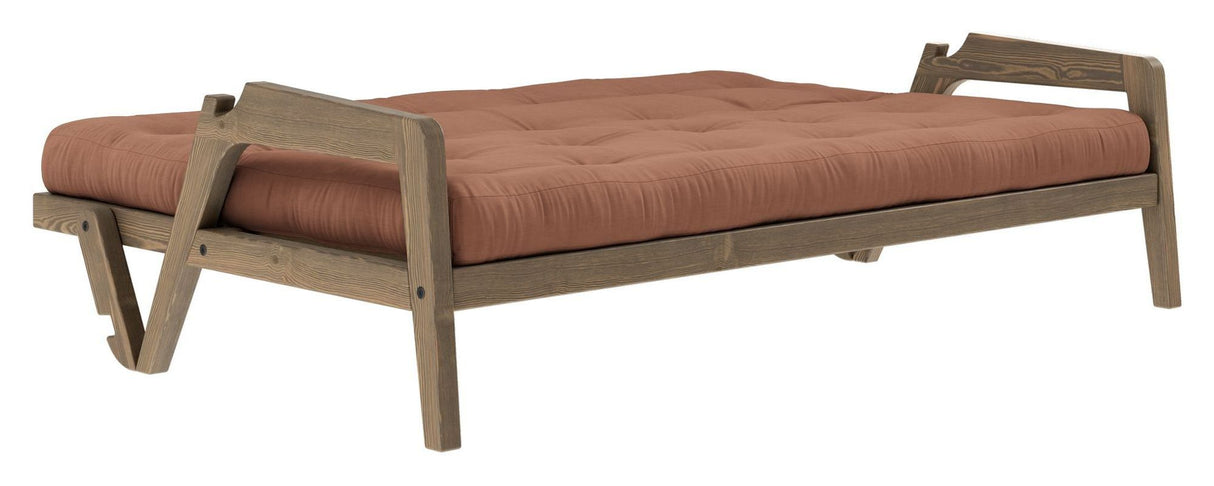 Grab Sovesofa, Brun lakeret fyrretræ, Clay Brown - Unoliving.com