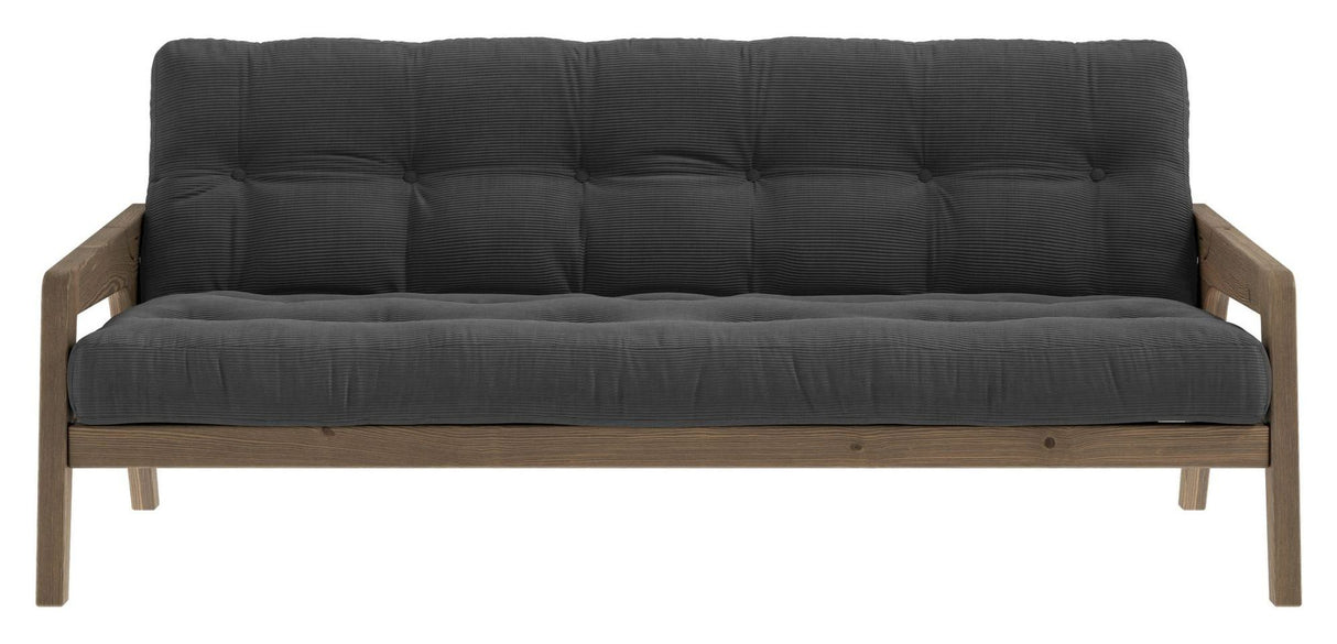 Grab Sovesofa, Brun lakeret fyrretræ, Dark Grey Fløjl - Unoliving.com