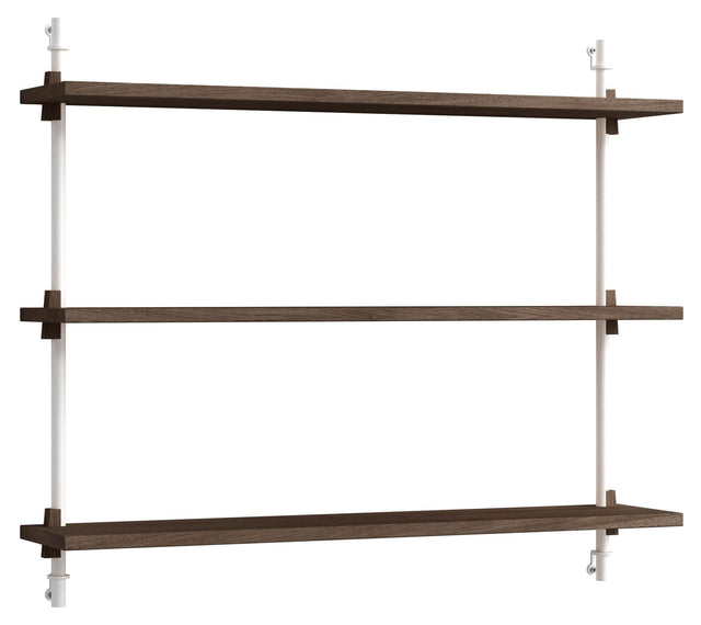 Wall Shelving, 1 fag, 3 hylder, H:65, Røget Eg/Hvid - Unoliving.com