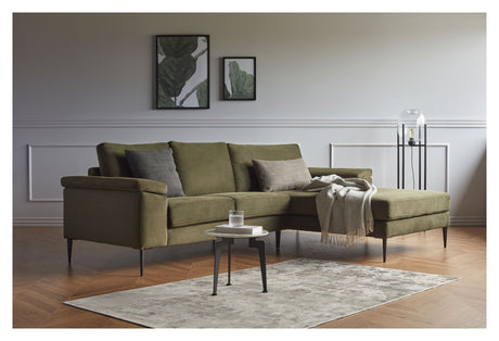 Nabbe 3-pers. Sofa m. chaiselong, højre, grøn stof - Unoliving.com