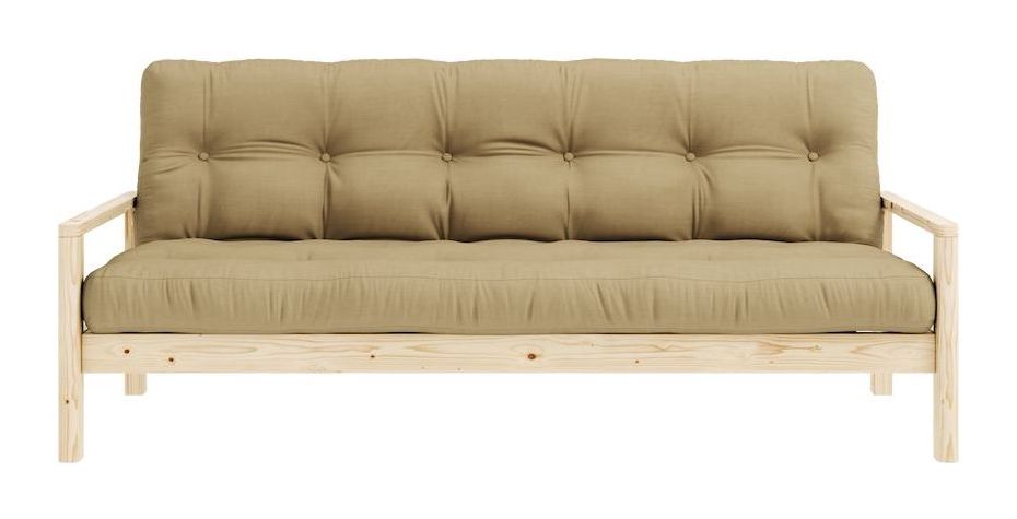 Knob Sovesofa, Lakeret fyrretræ, Wheat Beige - Unoliving.com