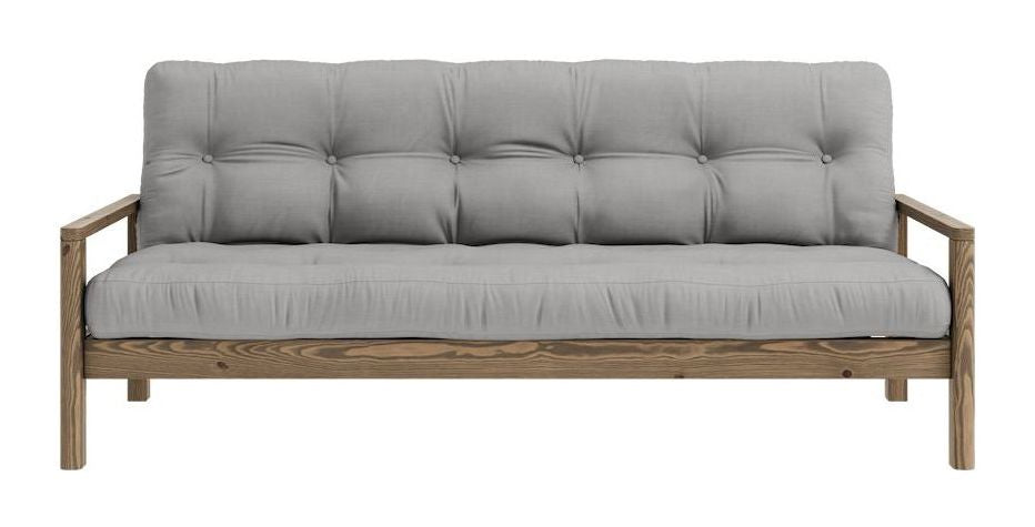 Knob Sovesofa, Brun lakeret fyrretræ, Grey - Unoliving.com