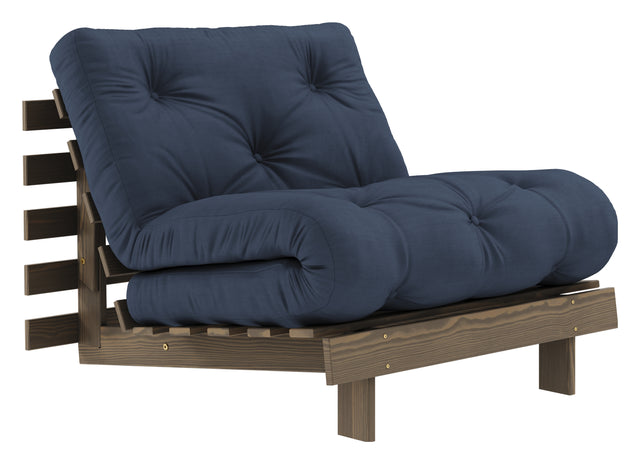 Roots 90 Sovesofa, Brun lakeret fyrretræ, Navy - Unoliving.com