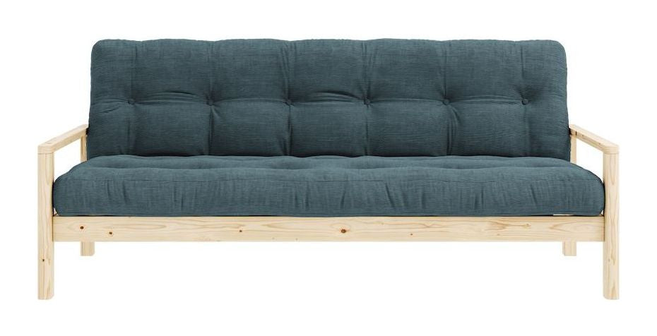 Knob Sovesofa, Lakeret fyrretræ, Pale Blue fløjl - Unoliving.com