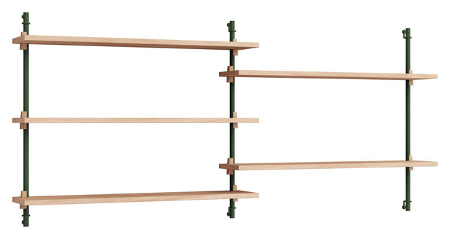 Wall Shelving, 2 fag, 5 hylder, H:65, Eg/Grøn - Unoliving.com