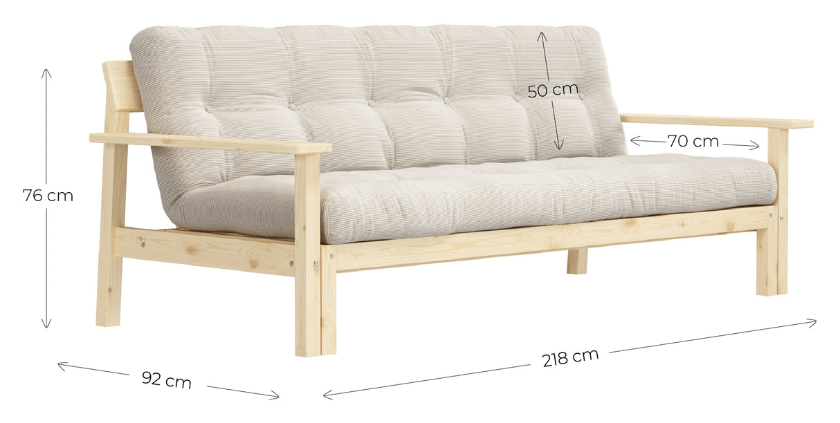 Unwind Sovesofa 190x100, Off white Fløjl - Unoliving.com