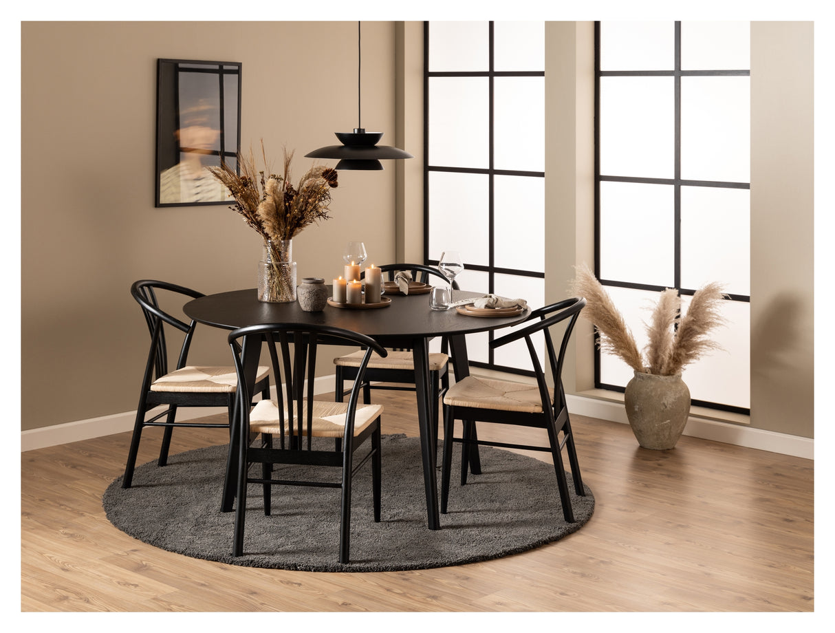 York, spisebordsstol m/armlæn - sort/rattan - Unoliving.com