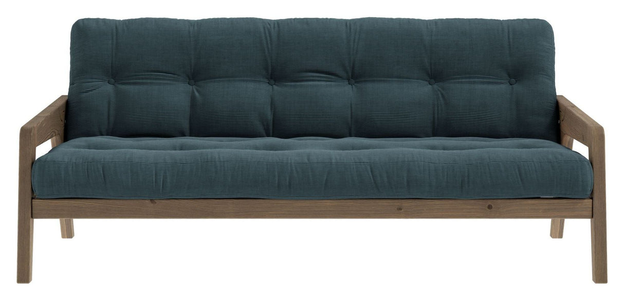 Grab Sovesofa, Brun lakeret fyrretræ, Pale Blue fløjl - Unoliving.com