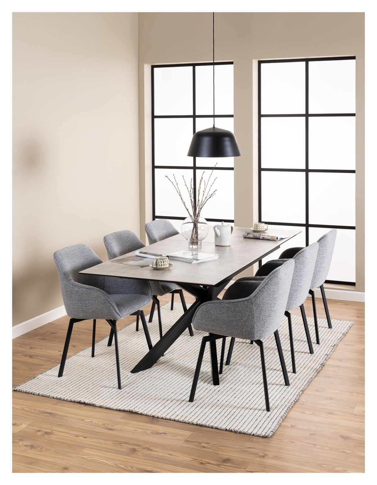 Irwine, spisebord 168/210cm - grå - Unoliving.com