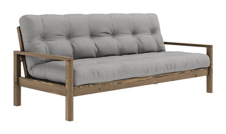 Knob Sovesofa, Brun lakeret fyrretræ, Grey - Unoliving.com