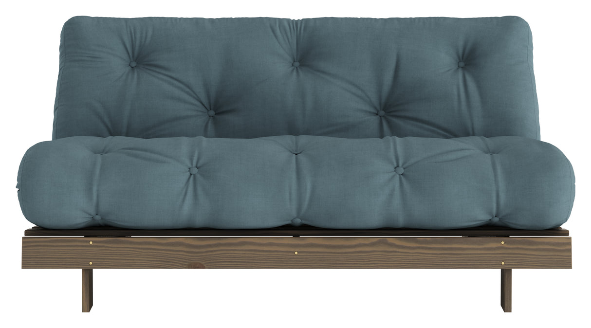 Roots 160 Sovesofa, Brun lakeret fyrretræ, Petrol Blue - Unoliving.com