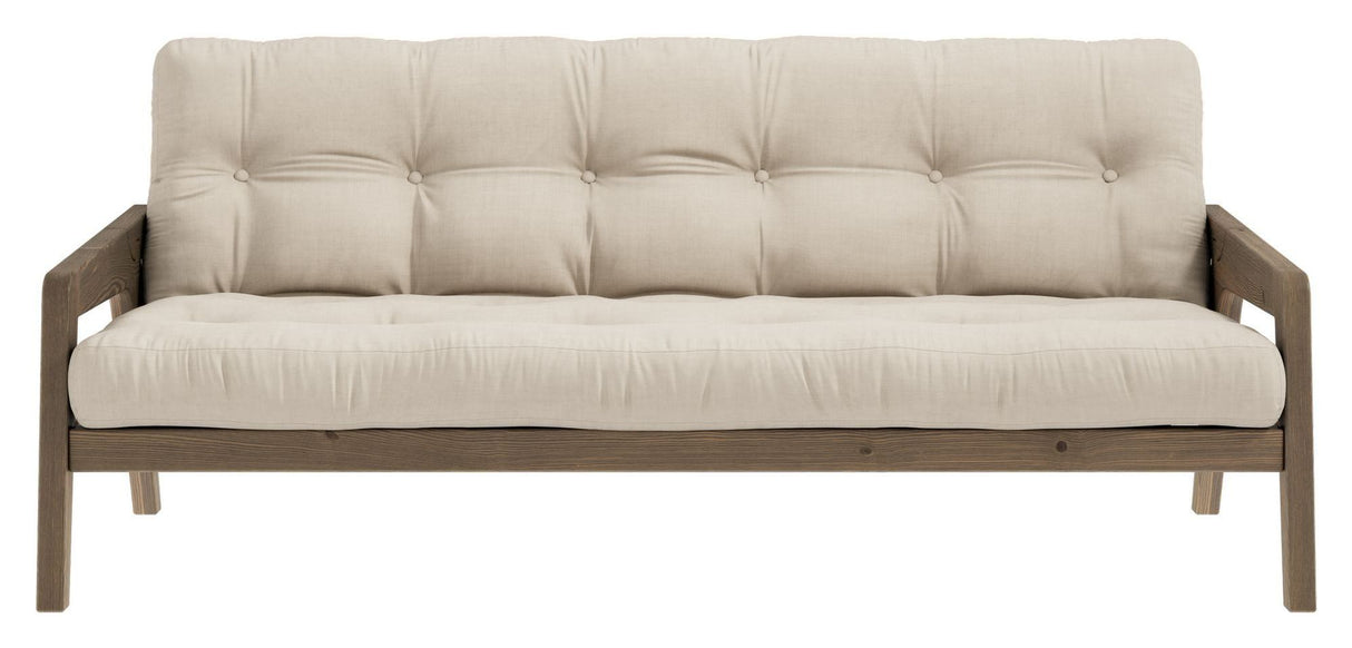 Grab Sovesofa, Brun lakeret fyrretræ, Beige - Unoliving.com