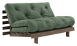 Roots 140 Sovesofa, Brun lakeret fyrretræ, Olive Green - Unoliving.com