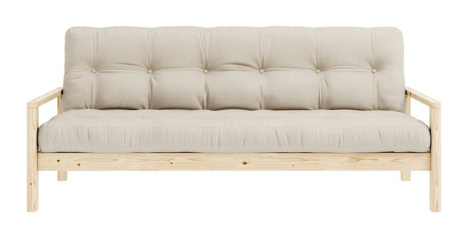 Knob Sovesofa, Lakeret fyrretræ, Beige - Unoliving.com