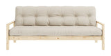 Knob Sovesofa, Lakeret fyrretræ, Beige - Unoliving.com