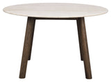 Taransay Spisebord, Beige travertin, Brun eg, Ø125 - Unoliving.com