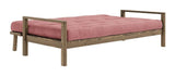 Knob Sovesofa, Brun lakeret fyrretræ, Sorbet Pink fløjl - Unoliving.com