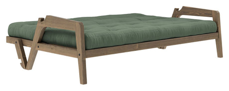 Grab Sovesofa, Brun lakeret fyrretræ, Olive Green - Unoliving.com