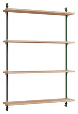 Wall Shelving, 1 fag, 4 hylder, H:115, Eg/Grøn - Unoliving.com