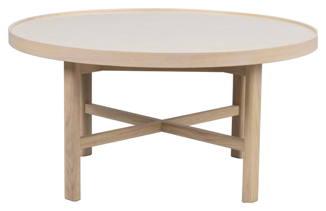 Marsden, sofabord Ø90, beige keramik/lys eg - Unoliving.com