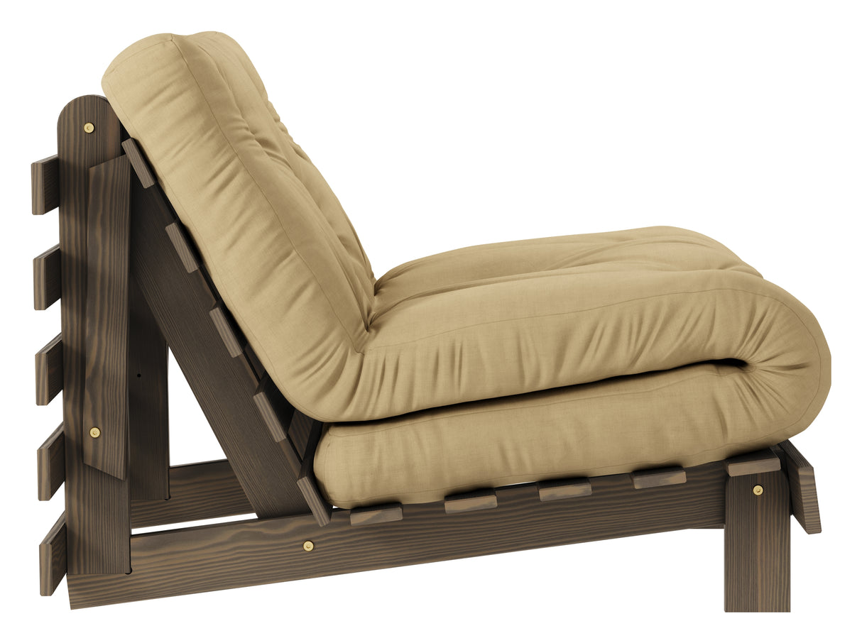 Roots 90 Sovesofa, Brun lakeret fyrretræ, Wheat Beige - Unoliving.com