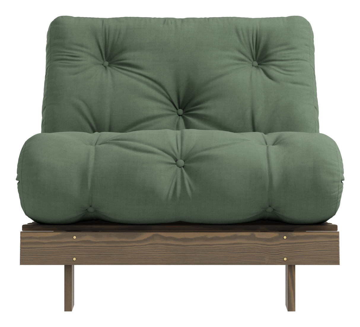 Roots 90 Sovesofa, Brun lakeret fyrretræ, Olive Green - Unoliving.com