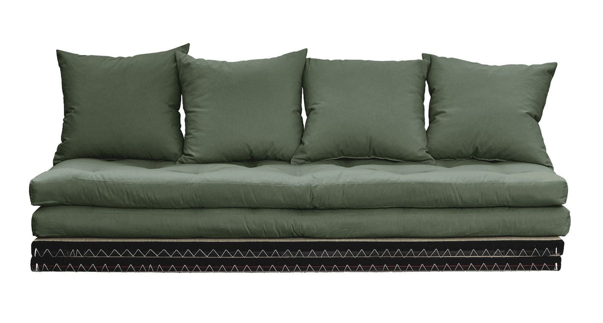 Chico Futon Sofa, Olive Green m. Tatami måtter - Unoliving.com