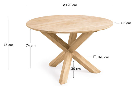 Teresinha Rundt Havebord, Massiv teak, Ø120