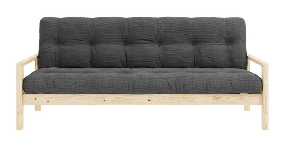 Knob Sovesofa, Lakeret fyrretræ, Dark Grey Fløjl - Unoliving.com